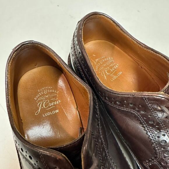 VERY GOOD Grant Stone x J. Crew Ludlow Longwing Wingtip Derby Brown Leather 10